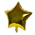 Golden party star balloon foil isolated on the white background