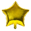 Golden party star balloon foil isolated on the white background