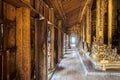 Golden path inside ancient wooden house