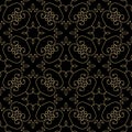 Golden pattern on dark damask background