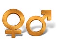 Golden pattern gender sex 3D symbols isolated