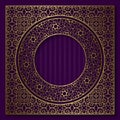 Golden patterned frame in oriental style. Vintage cover background or packaging design Royalty Free Stock Photo