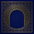 Golden patterned frame in oriental style. Vintage cover background or packaging design Royalty Free Stock Photo