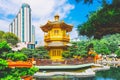 The Golden pavilion in Nan Lian Garden near Chi Lin Nunnery, famous landmark in Hong Kong Royalty Free Stock Photo