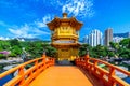 Golden Pavilion in Nan Lian Garden near Chi Lin Nunnery temple, Hong Kong Royalty Free Stock Photo