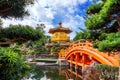 Golden Pavilion in Nan Lian Garden near Chi Lin Nunnery temple, Hong Kong. Royalty Free Stock Photo