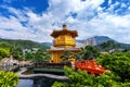 Golden Pavilion in Nan Lian Garden near Chi Lin Nunnery temple, Hong Kong. Royalty Free Stock Photo