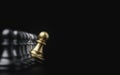 Golden pawn chess move out from line for different thinking and leading change , Disruption and unique concept