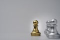 Golden pawn chess move out from line for different thinking and leading change , Disruption and unique concept