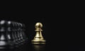 Golden pawn chess move out from line for different thinking and leading change , Disruption and unique concept