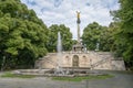 golden peace angel Friedensengel in Muenchen City Statue Munich fountain Royalty Free Stock Photo