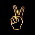 Golden Peace Hand Sign Vector Sign Royalty Free Stock Photo