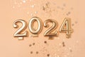 Golden 2024 on a peach color background.