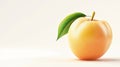 Golden peach with a green leaf on white background. Great for healthy lifestyle promotion, fruit-related advertising Royalty Free Stock Photo