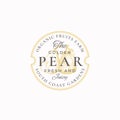 Golden Pear Farm Badge or Logo Template. Hand Drawn Pears with Leaf Sketch with Retro Typography and Borders. Vintage