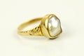 Golden pearl ring isolated Royalty Free Stock Photo