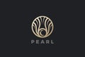 Golden Pearl Shell Logo Beauty SPA Luxury Jewelry Design Vector template