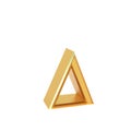 Golden Penrose triangle, an impossible optical illusion on a clean, minimal gray background Royalty Free Stock Photo
