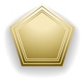 Golden pentagon label. Realistic metal blank emblem