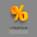 Golden percent sign on gray background Royalty Free Stock Photo