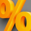 Golden percent sign on gray background Royalty Free Stock Photo