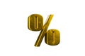 a golden percentage sign, isolated against a plain white background Royalty Free Stock Photo