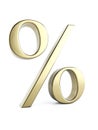 Golden percentage sign on white background Royalty Free Stock Photo