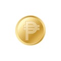 Golden Pesos coin. Realistic lifelike gold Peso coin.