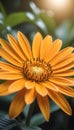 Golden Petal Mosaic Close-up of a Sunlit Flower in Nature Tapestry