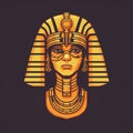 Neo-pop Pharaoh Mask: A Charming And Luminous Illustration