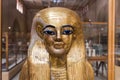 Golden Pharaoh mask in the Museum of Egyptian Antiquities, known commonly as the Egyptian Museum or Museum of Cairo, in Cairo, Royalty Free Stock Photo