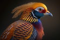 Beautiful Golden Pheasant Close Up. Colorful and Vibrant Animal.