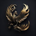 Golden phoenix bird as a logo design.