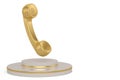 Golden phone handset isolated on white background. 3d illustration