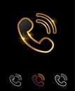 Golden Phone vector Sign Royalty Free Stock Photo