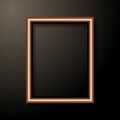 Golden photo frame template. Home decoration and interior concept. Black light background