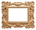 Golden picture frame baroque style. Vintage art object Royalty Free Stock Photo