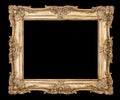 Golden picture frame black background clipping path Royalty Free Stock Photo