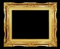 Golden picture frame isolated on a black background Royalty Free Stock Photo