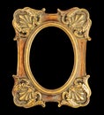 Golden picture frame isolated on black background Royalty Free Stock Photo