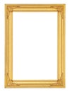 Golden picture frame isolated on white background Royalty Free Stock Photo