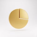 A golden pie chart with one segment separated from the main circle Royalty Free Stock Photo
