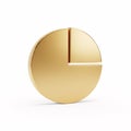 A golden pie chart with one segment separated from the main circle Royalty Free Stock Photo