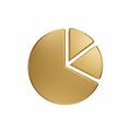 A golden pie chart with one segment separated from the main circle Royalty Free Stock Photo
