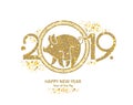 Golden Pig 2019 in the Chinese calendar. Royalty Free Stock Photo