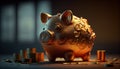 golden piggy bank for creative financial saving and deposit concepts. Generative AI