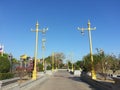 Golden pillars or electric pole at Wat Sothonwararam