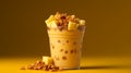 Golden Pineapple Smoothie With Crunchy Peanut Butter And Dried Fruits