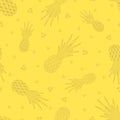 Golden pineapples seamless pattern. Tropical vector fruits. Linear style Royalty Free Stock Photo