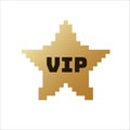 Golden pixel star with inscription vip Royalty Free Stock Photo